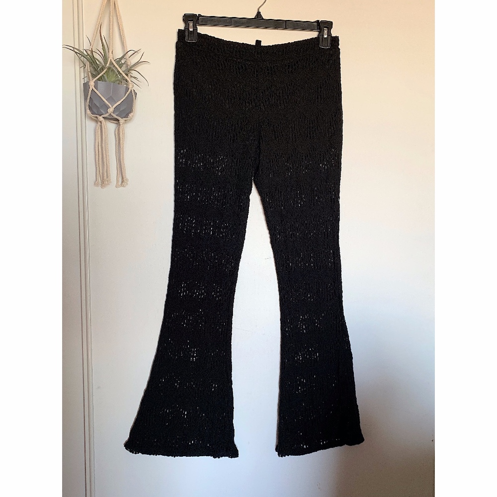 black boho  crochet pants